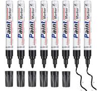 Feutre Indelebile Noir 8 Pièces Marqueur Permanent Marqueur Noir Feutres Noirs Séchage Rapide Imperméables Couleurs Résistantes Pour Métal, Pierre, Bois, Verre Et Autres Surfaces