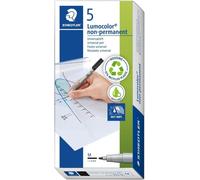 Feutre Lumocolor Non-Permanent, Encre Soluble À L'eau, Convient Pour Presque Toutes Les Surfaces, Largeur De Ligne M 1 Mm, Rechargeable, Longue Durée De Vie, 5 Feutres Noirs, 315-9x[Z3074]
