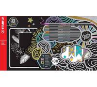 Feutre Métallisé Pen 68 Metallic- Coffret Créatif X7 Feutres Métallisés + 12 Stickers + 10 Cartes Noires + 1 Masking Tape