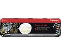 Feutre métallisé Premium - STABILO Pen 68 metallic - étui métal de 6 pièces - 2x argent, 1x or, 1x cuivre, 1x bleu métallisé, 1x vert métallisé