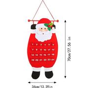 Feutre Noël Calendrier de l'Avent mural Père Noël suspendu 24 jours compte à rebours f��r décoration intérieure