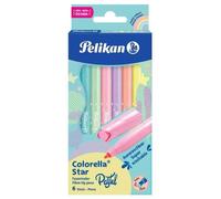 Feutre - PELIKAN - Colorella Star Pastel - Étui de 6 - Pointe ogive fine - Lavable à l'eau