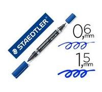 STAEDTLER 10117 Marqueur Permanent Lumocolor Duo 348 Double Pointe 0,6 a 1,5mm Bleu