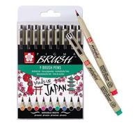 SAKURA Stylo pinceau PIGMA BRUSH – étui de 9 couleurs assorties