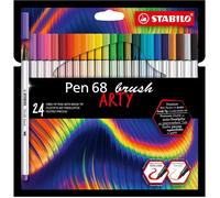 Feutre pinceau - STABILO - Pen 68 brush ARTY Edition - Étui de 24 - Pointe flexible - Multicolore