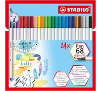 Feutre pinceau - STABILO Pen 68 brush- Pochette x 24 feutres- coloris assortis
