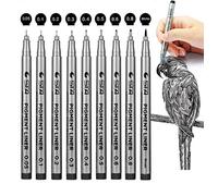 Feutre Pointe Fine, Surcotto 9 Pcs Stylos Feutre, Pigment Liner Stylos Fineliner Noir Multi-Taille Pour dessin technique, Manga, Illustration, Note etc