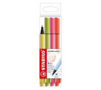 STABILO pointMax - Stylo feutre - Etui carton x 4 feutres d'écriture pointe moyenne 0,8 mm - crème de jaune + citron vert + rose + corail