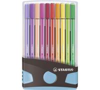 Feutre Premium - STABILO Pen 68 Colorparade - Set de table de 20 couleurs anthracite/bleu clair