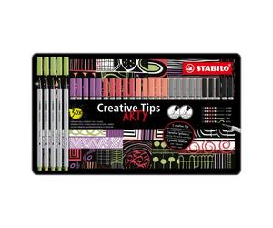 Feutre Stabilo Creative Tips couleurs pastel assorties - Boite métal de 30