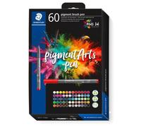 Feutre - Staedtler - 371 C60 - 60 feutres - Pointe pinceau - Couleurs assorties - Indélébile