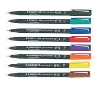 Staedtler Feutre pour transparent Lumocolor F permanent 318 318 WP8 bleu, marron, jaune, vert, orange, rouge, noir, violet