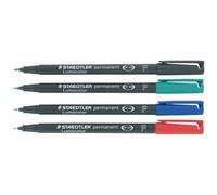 Staedtler Lumocolor permanent F DRY SAFE 318 WP4 Marqueur permanent rouge, bleu, vert, noir résiste à l'eau: oui