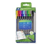 Feutre staedtler triplus fineliner 334 r pointe extra fine 0,3mm ergonomique coloris assortis etui 10 unites