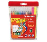 STABILO Trio A-Z feutre de coloriage pointe moyenne - Etui carton de 12 feutres - Coloris assortis
