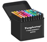 Feutres À Alcool 80+2 Couleurs Double Pointe Séchage Rapide 2s Avec Pochette Pour Peinture Animation Dessin Et Coloriage