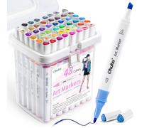 Feutres à alcool double pointe - Ohuhu - 48 couleurs - Pointe fine et biseautée - Encre à séchage rapide