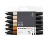 Feutres à alcool double pointe - WINSOR & NEWTON - PromarkerBrush - Tons de peau - Lot de 6 pièces - Double pointe