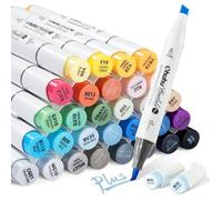 Feutres à alcool - Ohuhu - 36 couleurs - Pointe pinceau suprême - Pointe biseautée - Rechargeable