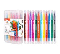 Feutres à aquarelle à double pointe Deli, fournitures d'art, couleurs variées, coffret de 12 couleurs