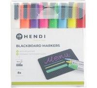 Feutres à craie 3 mm 1 blanc 1 rouge 1 bleu 1 vert 1 jaune 1 violet 1 orange et 1 rose Hendi