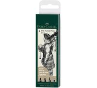 Faber-Castell – Stylo à encre Pitt Artist Pen 167153 – Noir 199 pointes 1,5/C/B/Fude – Étui 4