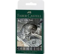 Feutres À Dessin - Faber-Castell - Pitt Artist Pen - Noir - Gris - Pochette De 8