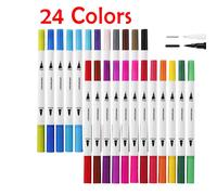 Feutres À Double Pointe Pour Dessin,12/24 Couleurs,Ensemble De Feutres À L'alcool Pour Aquarelle,Manga,Croquis,Fournitures Scolaires D'art - Type Brume Bleue