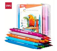 Feutres à l'eau à double pointe Deli, fournitures d'art, couleurs variées, coffret de 24 couleurs