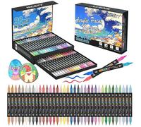 Feutres acryliques double pointe - 72 couleurs - Double pointe pinceau 1-5 mm - 36 pièces - Séchage rapide