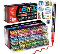 Feutres acryliques multicolores - NAOTY - 288 couleurs vibrantes - Encre à séchage rapide - Utilisation multi-surface