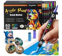 Feutres acryliques - NAPASA - 120 Couleurs (60 feutres) - Séchage rapide - Double pointe 2 mm - Multi-surfaces