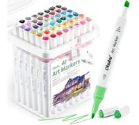 Feutres alcool 48 couleurs double pointe fine + biseautée débutants adultes dessin croquis architecture paysage