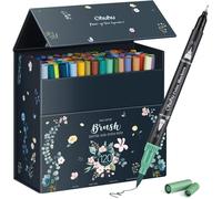 Feutres Aquarelle 120 Couleurs Double Pointe Fine & Pinceau - Pour Coloriage, Calligraphie, Mandala Et Dessin - Boîte Noire