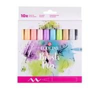 Ecoline – Set de 10 feutres pinceau – Pointe feutre, teintes pastel, à dégrader pour lettering & dessin