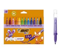 Feutres bic kids comfort grip corps triangle avec grip bebe 1 an et plus pochette de 12 reference 517250