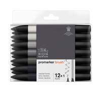 Winsor & Newton Promarker Brush Set de 12+1 Blender Tons neutres