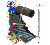 Feutres - Calligraphie - Double Pointe - 2mm Et Pinceau - 11 Couleurs - Trousse -Online