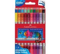 Feutres - Coloriage - 20 couleurs pailletées - Double pointe fine + épaisse - Faber-Castell