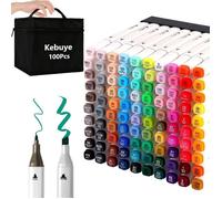 Feutres Coloriage Adulte 100 Couleurs Marqueurs à Alcool Double Pointe Séchage Rapide pour Esquisse Le Dessin 100