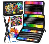 Feutres Coloriage Adulte 72 Couleurs,Feutre ceau & Aquarelle Double Pointe Fine,Stylo Feutre Pointe Fine pour Dessin,Mandala,Manga