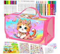 Feutres Coloriage Enfants,Cadeau Fille 3 4 5 6 7 8 9 10 ans,Malette Dessin Enfant,Trousse de Papeterie,Jouet Fille 3-10 ans,Feutre Paillette,Crayons,Enfant Cadeau pour 3 4 5 6 7 8 9 ans(64 pcs)