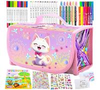 Feutres Coloriage Enfants,Cadeau Fille 3 4 5 6 7 8 9 10 ans,Malette Dessin Enfant,Trousse Papeterie,Feutre,Jouet Fille 3-10 ans,Crayons,Stylos Aquarelle,Cadeau pour 3 4 5 6 7 8 9 ans Enfants(64pcs)