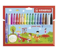 STABILO - Feutre de coloriage - power max - Étui carton x 18 feutres pointe large - coloris assortis