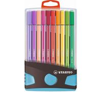 STABILO Stylo-feutres Pen 68 ColorParade, pointes moyennes, couleurs d'encre, étui 20