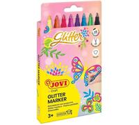 Jovi - Stylos GLITTER, Boîte de 8 stylos, Couleurs assorties avec effet pailleté, Pointe très solide et résistante (1608G)