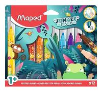 Maped – Feutres de coloriage Jungle Fever – 12 feutres jumbo – Encre lavable – Pointe bloquée