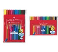 FABER-CASTELL - Stylos feutres GRIP COLOUR MARKER, étui de 10 Zone Grip à nopes pour une saisie sûre, lavable de la plupart des textiles, encre à base d'eau avec G