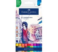 Faber-Castell Feutres Goldfaber Aqua Dual Marker – Pointe pinceau & fineliner – Étui 18 pièces