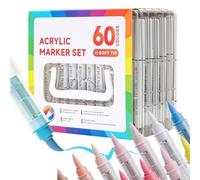 Feutres De Coloriage,Set De Stylos Artistiques - Stylo Acrylique 60 Couleurs pour Peinture Dessin sur Verre Tissu Bois
